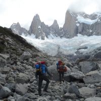 2) Colin and Dave approaching Laguna Sucia, with Aguja De L'S left (Duncan Lee)