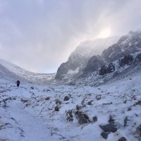 Walkers towards the CIC hut in the corrie of Ben Nevis (Emily Pitts)