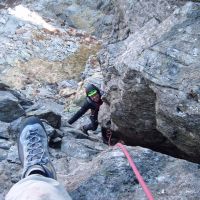 Grunt - Andy on Thompson\'s Chimney, Tryfan East Face (Colin Maddison)