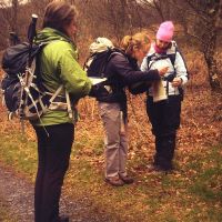 Using the map to take measurements on our Navigation course (Emily Pitts)