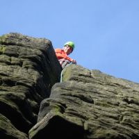 Topped out - Andy on Ylnosd Rib (Rob's Rocks) (Dave Shotton)