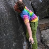 Dan shows that fashion and style are synonymous with his climbing technique (Jo Perry)