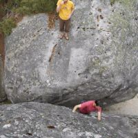 The fine line between bouldering and soloing one the Orange Circuit at L'Elephant (Nils Elgar)