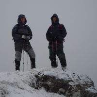 Geri and Dave on the summit of Meall Cumhan, Glen Nevis (Andy Stratford)
