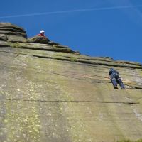 Joe taking Lester up Fairy Steps VS 4a with comprehensive ropework! (Roger Dyke)