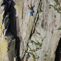Gareth leading on "Quatermass" in Deep Zawn (Dave Wylie)