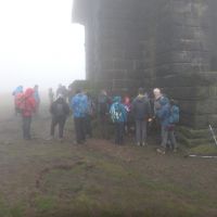 Gathering in the mist at Stoodley Pike Monument (Dave Shotton)