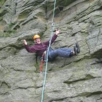 A Petzl Shunt on a new, slippery 8.6 mm rope (Roger Dyke)