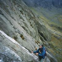 Al Metelko on the Idwal Slabs (Dave Dillon)