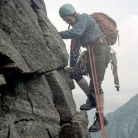 Old Friends remembered - Gerald Carradus on Mitre Buttress, Grey Crag (Buttermere), August 1972. (Virginia Castick)