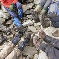 A motley collection of worn out boots and owners! Match the owners to the footwear… (Virginia Castick)