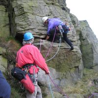 Jim waltzing up Tower Face (Roger Dyke)
