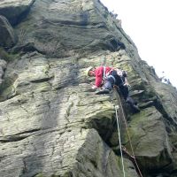 Rob, arranging serious rope-drag on Little Crowberry (Roger Dyke)
