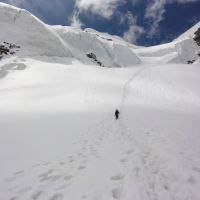 Final descent on alternative route through the Serac barrier, Jungfrau (Andy Stratford)