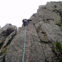 Andy 'Man in Black' Stratford, Wall and Crack Climb, Pike's Crag (Colin Maddison)