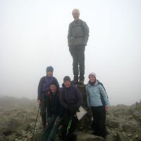 Scafell Pike Summit Team and the Scafell Pixie (Roger Dyke)