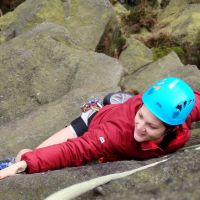 Mirella seconding Sloping Crack Wimberry Rocks (Dave Wylie)