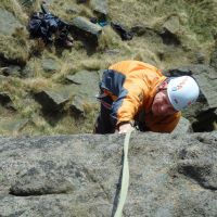 James seconding Cripples Way at Robs Rocks (Dave Wylie)