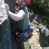 Tim finishing the (very) trad Hell Gate (Roger Dyke)