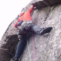 Stretch and bridge - Andy, pitch 3 of Haste Not. (Colin Maddison)