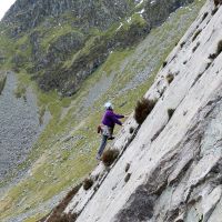 Colin leading pitch 1 of Comrade (Dave Wylie)