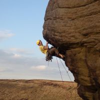 Gareth attempting "The Hanging Crack" (E2, 5b) (Dave Wylie)