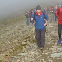 Iain & Sean heading for an amazingly crowded Snowdon Summit (Roger Dyke)