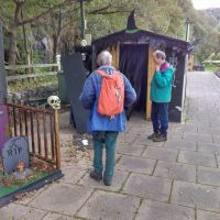 Roger & Lester contemplate the Halloween 'tunnel of terror' at Cei Llydan station (Dave Shotton)