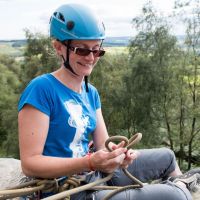 Emily Thompson finding out about setting up a belay (Emily Pitts)
