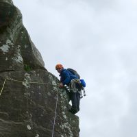 Ben leading the top pitch of Poor Man's Peuterey (Dave Wylie)