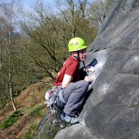 Robert leading Todys Wall (HVS, 5a) (Dave Wylie)