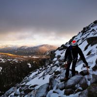 Traversing towards our climbing location on winter skills (Georgia Dowler)