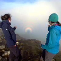 Claire and Holly Admiring a Brocken Spectre on Y Garn (Dave Wylie)