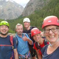 Team on Ailefroide Gorge Via Ferrata (Cathy Gordon)