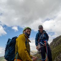 Andy and Jess enjoying superb climbing on Idwal Slabs (Sean Clancy)