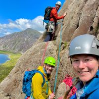 Jess Bailey, Andy  and Sean leading. Final pitch Tennis Shoe, Idwal (Jess Bailey)