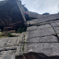 Fergal on the wide upper section of Inaccessible Crack VS4c (Andy Stratford)