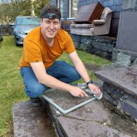 Luke refurbushing the filter on the dehumidifier (Andy Stratford)