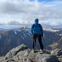 Mark Pilling on a windy Cairnwell