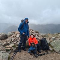 Gareth, Lucie and Henry on the summit of Carn a Mhaim (Gareth Williams)