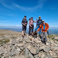 Andy L, Lucie, Henry, Lewis and Andy S on the summit of Braeriach (Gareth Williams)