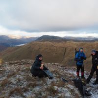 Caroline, Jim and Mark on Grey crag - Angletarn pikes behind