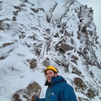 Gareth at the base of Savage Slit V,6